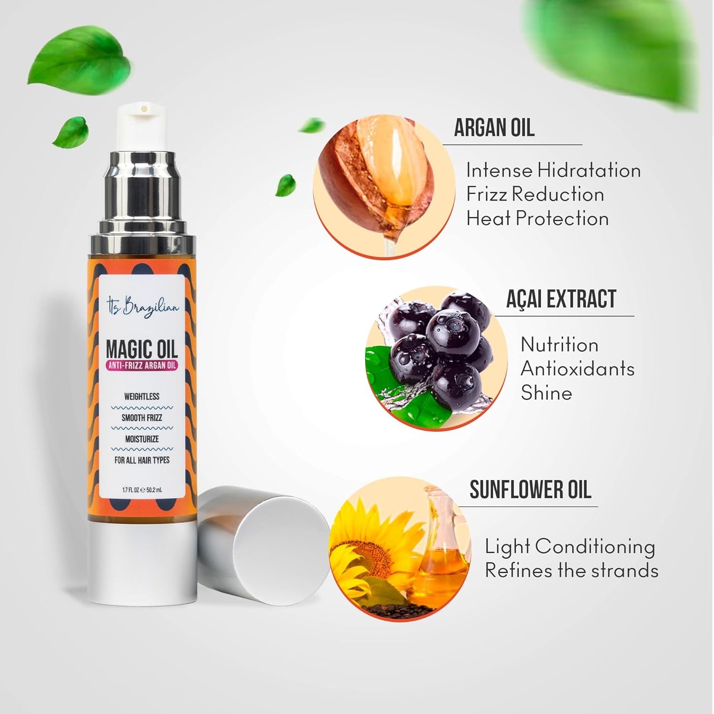 Magic Oil 100% Pure Organic Argan Oil - 1.7 Fl. Oz